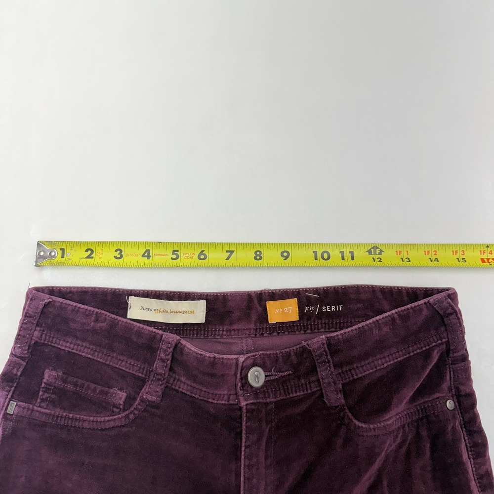 Pilcro and the Letterpress Pants Women 27 Purple Serif Velvet Anthropologie - Picture 5 of 12